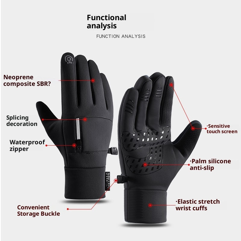 Cycling Gloves Men's Q803 Fleece-lined Polar Fleece Wear-resistant
