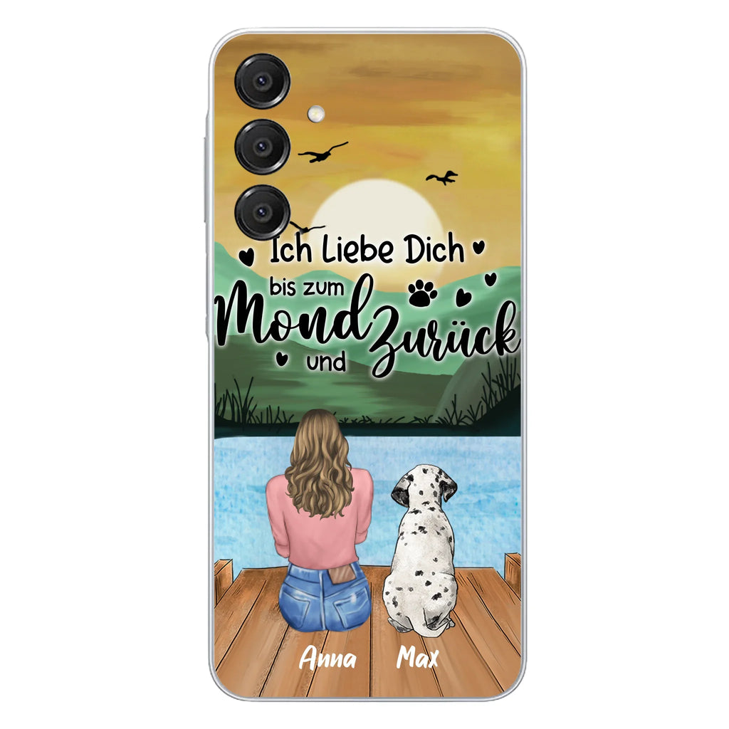 Custom Personalized Dog Mom Phone Case - Gifts For Dog Lover/ Mother's Day With Upto 5 Dogs - Ich Liebe Dich Bis Zum Mond Und Zurück - Case For iPhone And Samsung