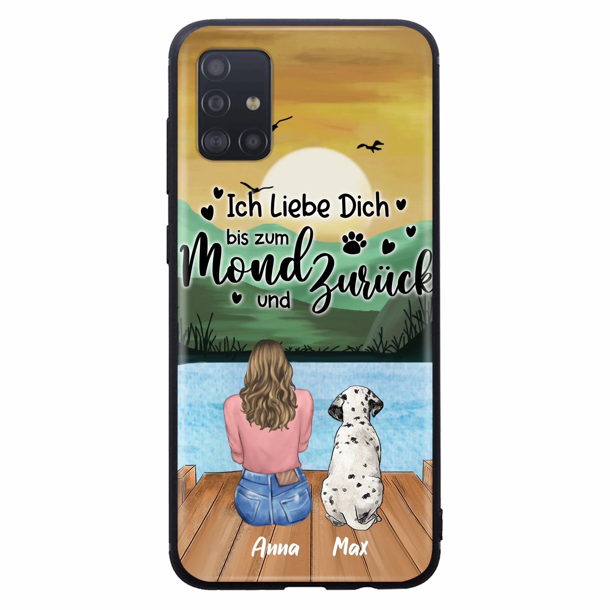 Custom Personalized Dog Mom Phone Case - Gifts For Dog Lover/ Mother's Day With Upto 5 Dogs - Ich Liebe Dich Bis Zum Mond Und Zurück - Case For iPhone And Samsung