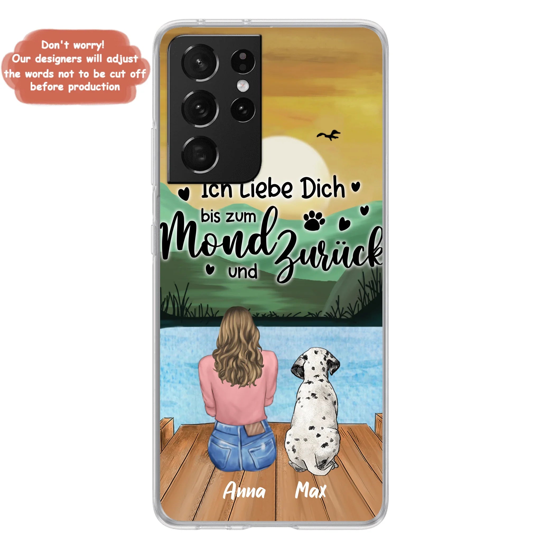 Custom Personalized Dog Mom Phone Case - Gifts For Dog Lover/ Mother's Day With Upto 5 Dogs - Ich Liebe Dich Bis Zum Mond Und Zurück - Case For iPhone And Samsung