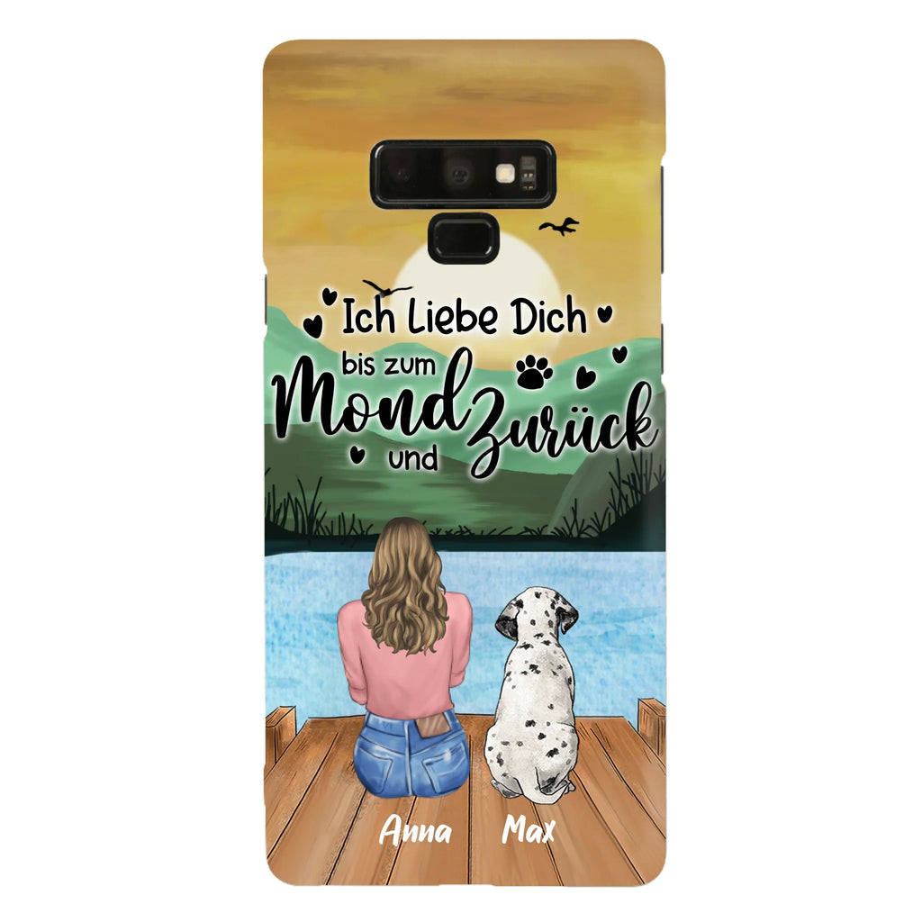 Custom Personalized Dog Mom Phone Case - Gifts For Dog Lover/ Mother's Day With Upto 5 Dogs - Ich Liebe Dich Bis Zum Mond Und Zurück - Case For iPhone And Samsung