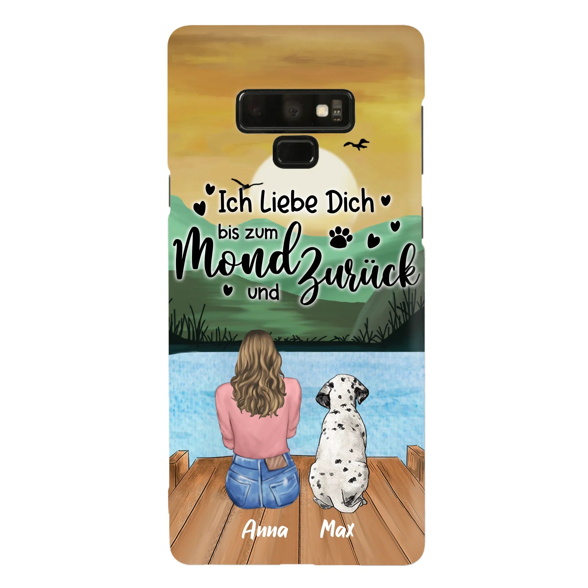 Custom Personalized Dog Mom Phone Case - Gifts For Dog Lover/ Mother's Day With Upto 5 Dogs - Ich Liebe Dich Bis Zum Mond Und Zurück - Case For iPhone And Samsung