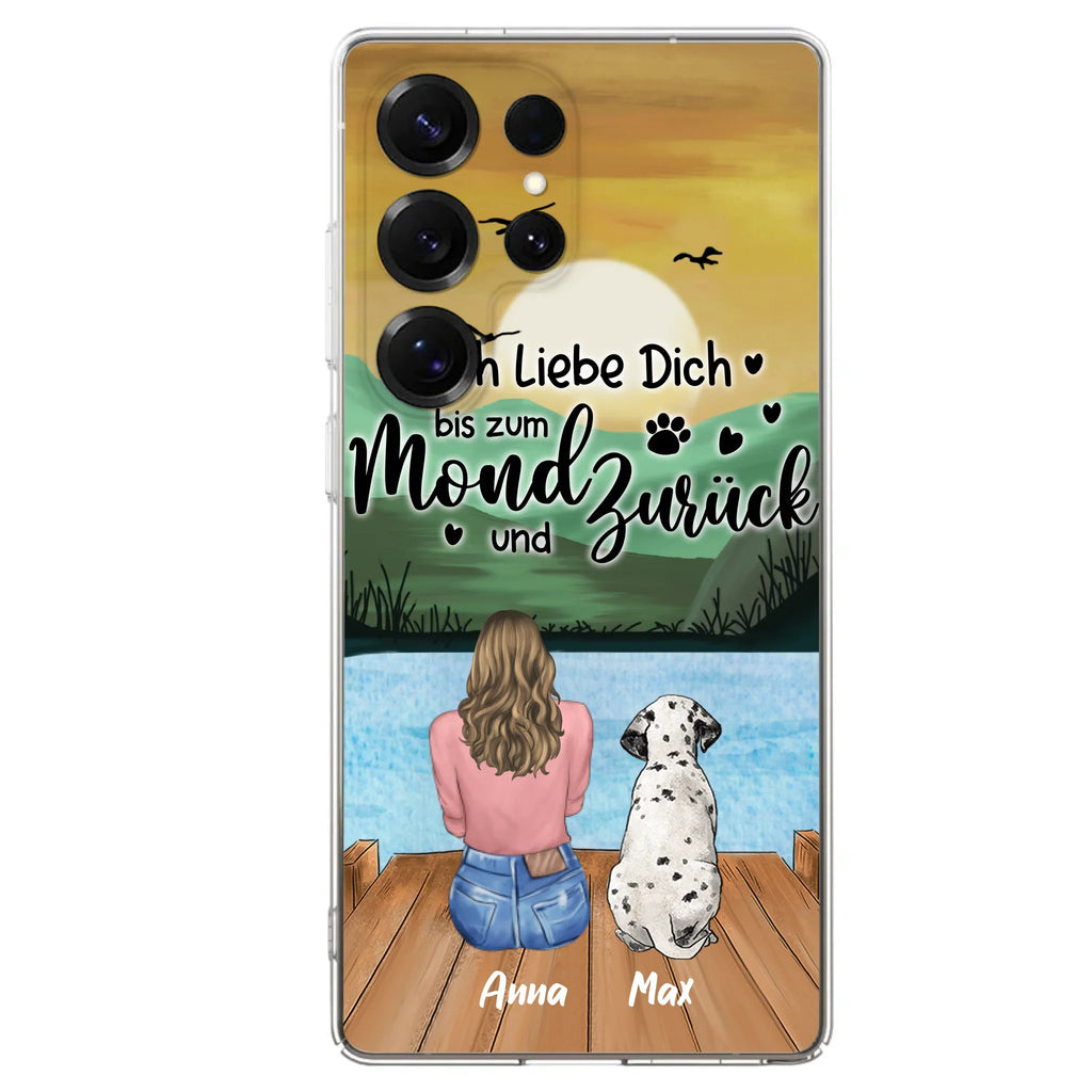 Custom Personalized Dog Mom Phone Case - Gifts For Dog Lover/ Mother's Day With Upto 5 Dogs - Ich Liebe Dich Bis Zum Mond Und Zurück - Case For iPhone And Samsung