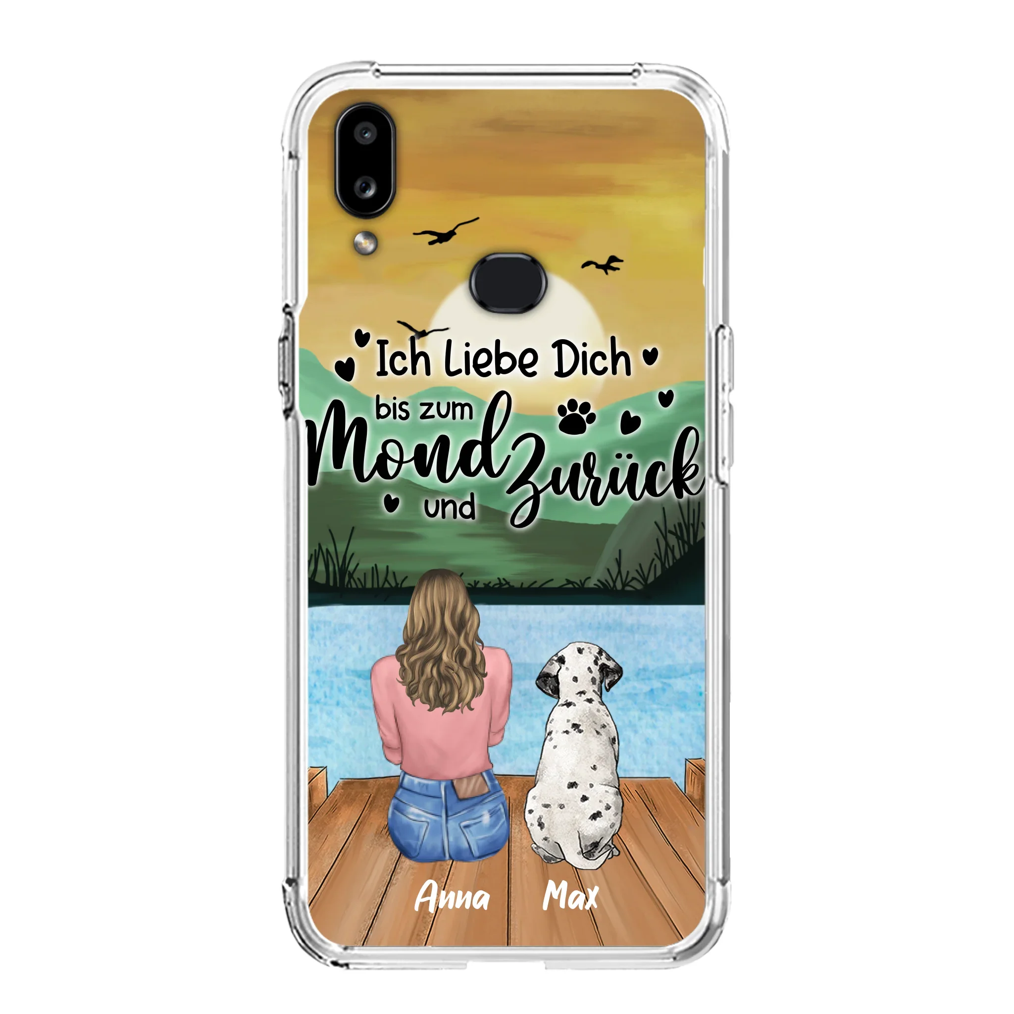 Custom Personalized Dog Mom Phone Case - Gifts For Dog Lover/ Mother's Day With Upto 5 Dogs - Ich Liebe Dich Bis Zum Mond Und Zurück - Case For iPhone And Samsung