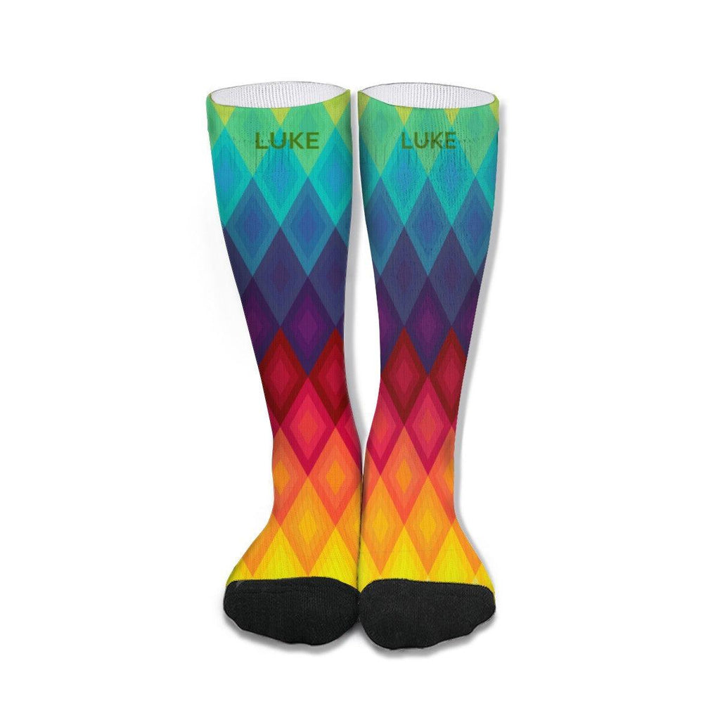 Personalized Colorful Rainbow Silly Socks | High Quality Mid-Calf Socks