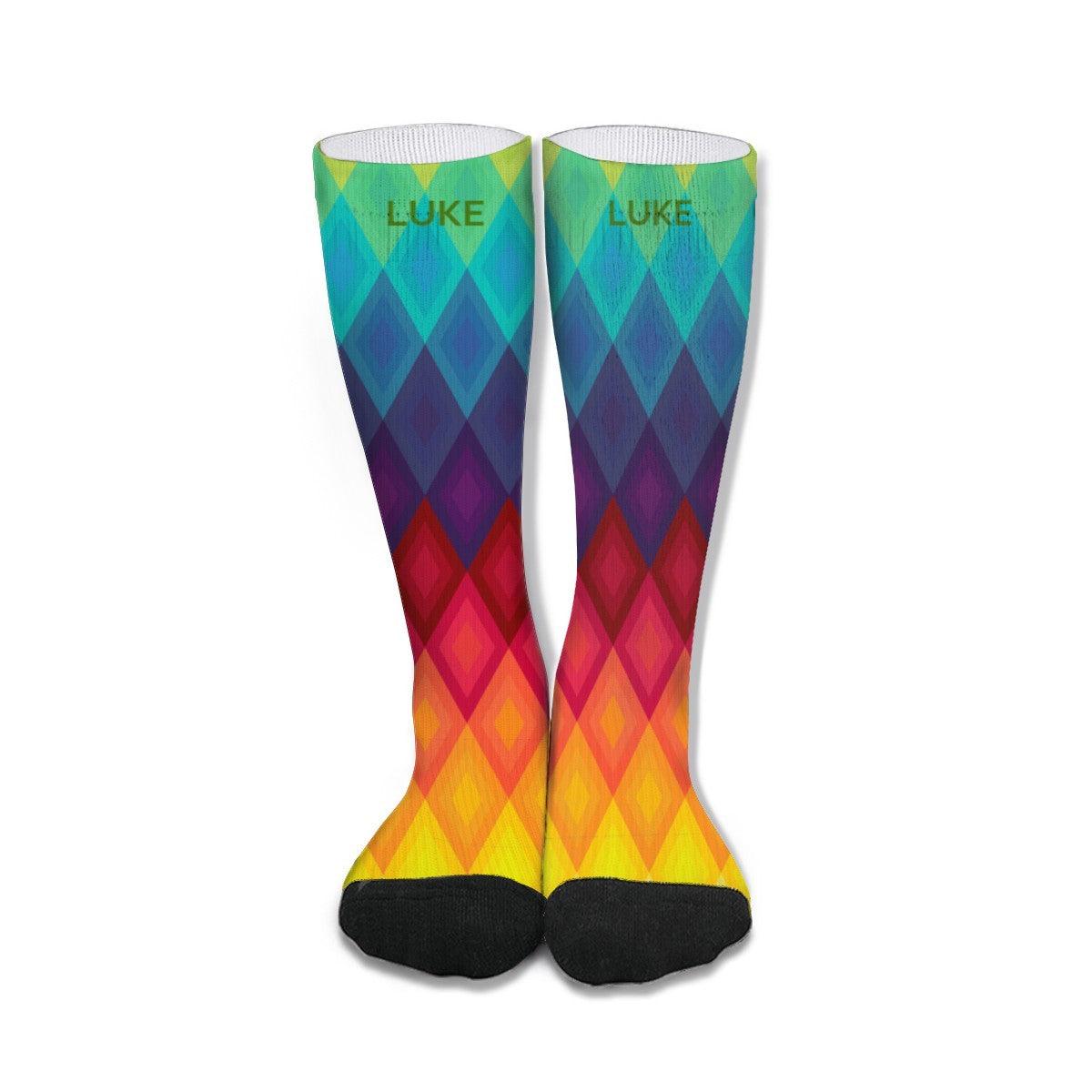 Personalized Colorful Rainbow Silly Socks | High Quality Mid-Calf Socks