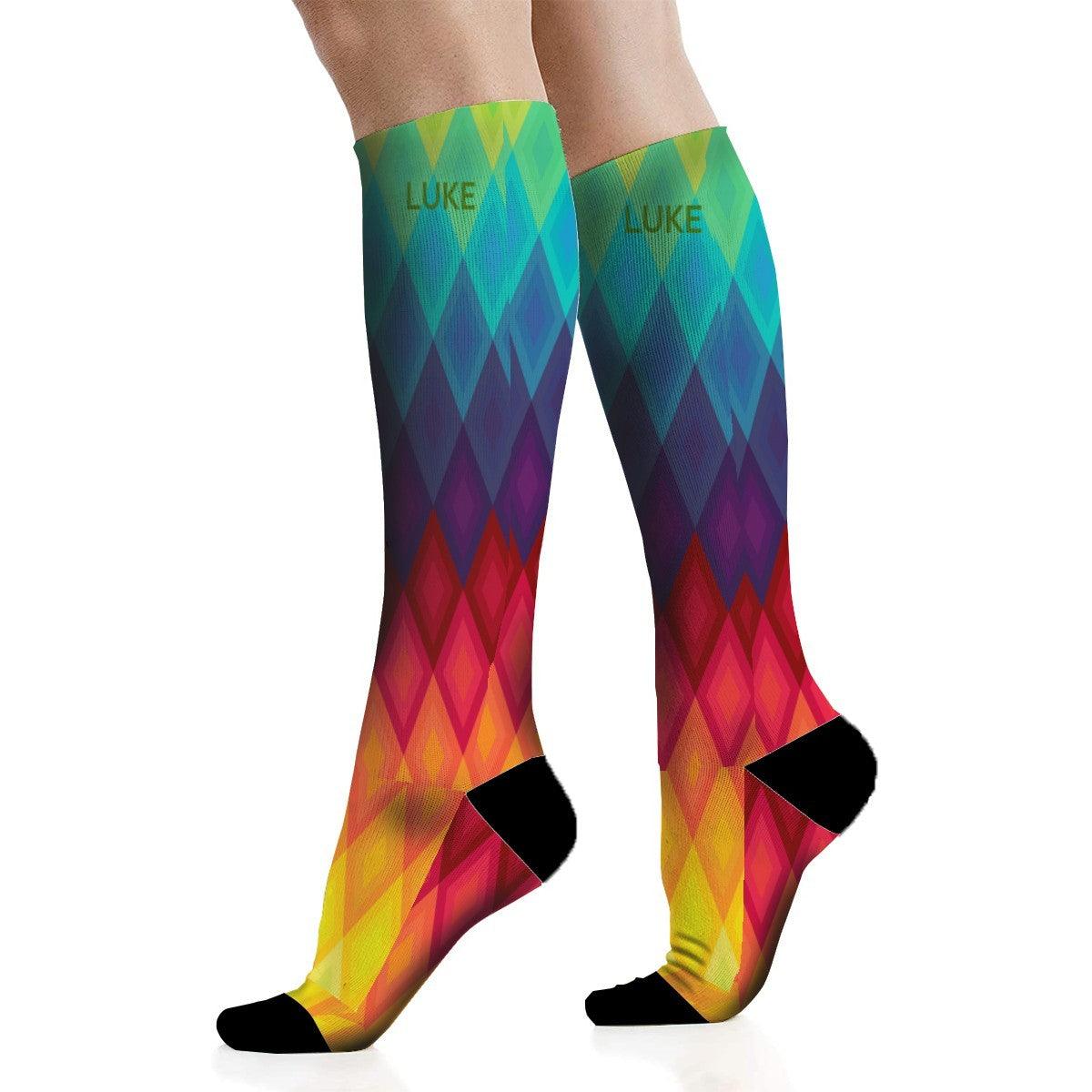 Personalized Colorful Rainbow Silly Socks | High Quality Mid-Calf Socks