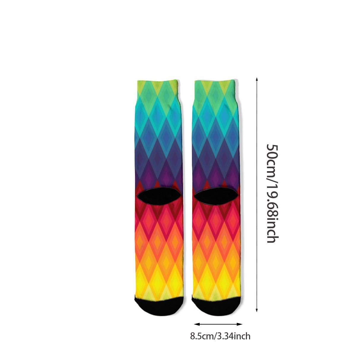 Personalized Colorful Rainbow Silly Socks | High Quality Mid-Calf Socks
