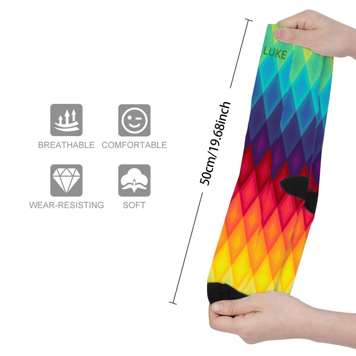 Personalized Colorful Rainbow Silly Socks | High Quality Mid-Calf Socks