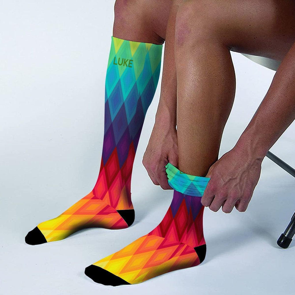Personalized Colorful Rainbow Silly Socks | High Quality Mid-Calf Socks