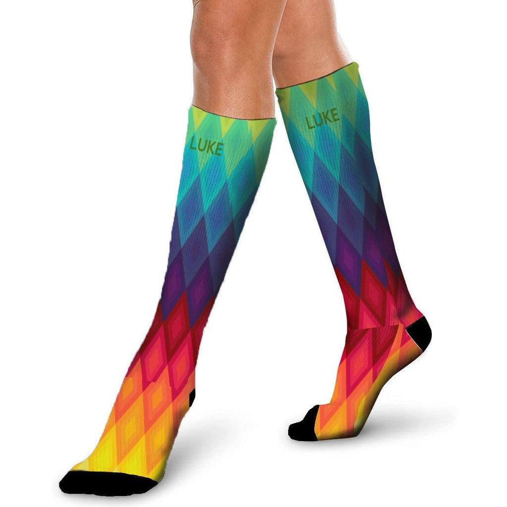 Personalized Colorful Rainbow Silly Socks | High Quality Mid-Calf Socks