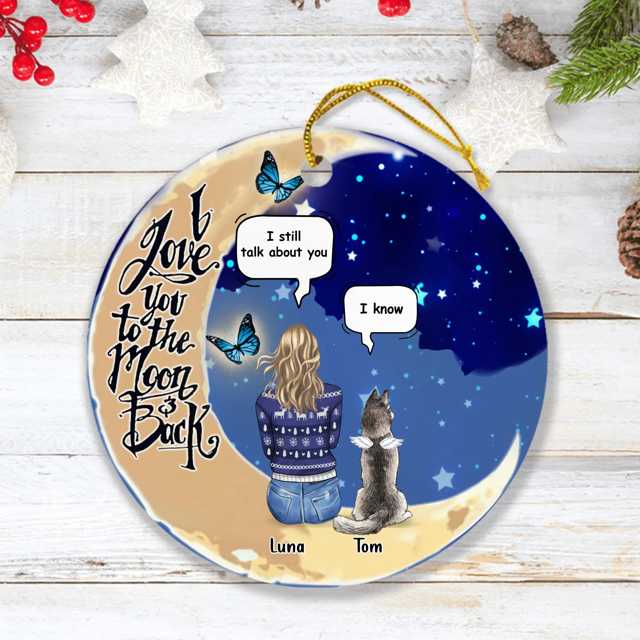 Personalized Memorial Pet Ornament - Up to 4 Pets - Best Gift For Dog/Cat Lover - I Still Talk About You