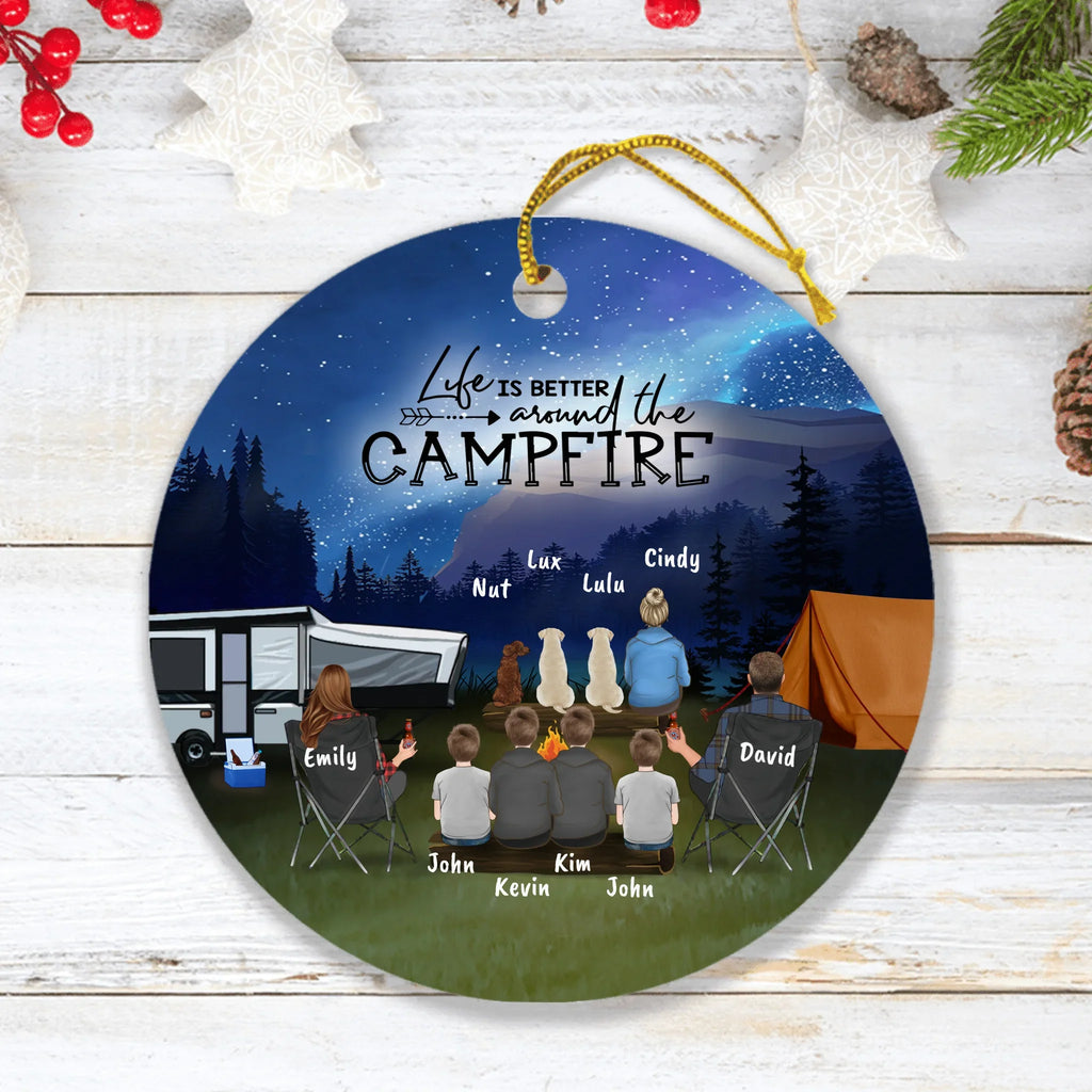 Personalized Night Camping Ornaments - Best Gift For Camping Family/Couple/Single Parent/Solo - Up to 3 Kids and 4 Pets - Life Is Better Around The Campfire - NIMLQ4