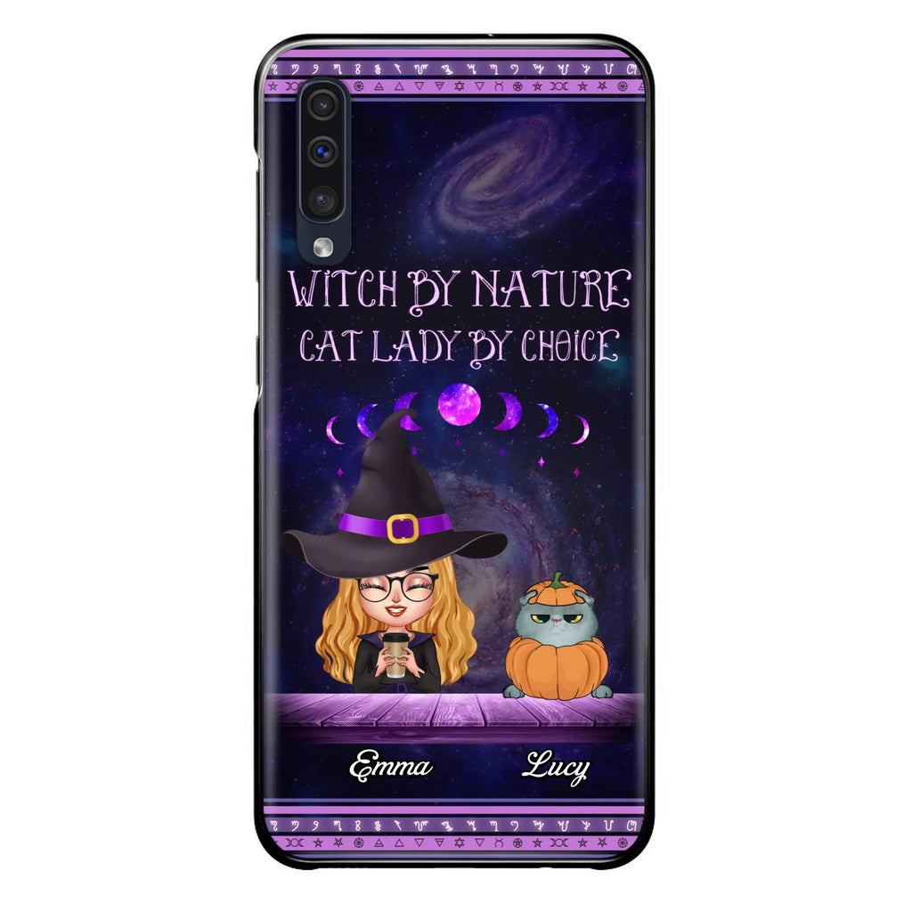 Custom Personalized Witch Phone Case for iPhone/ Samsung - Gift Idea For Halloween/ Pet Lovers with up to 5 Pets - Witch By Nature, Cat Lady By Choice