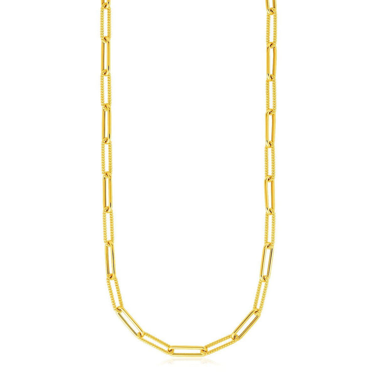14k Yellow Gold Textured Paperclip Chain (3.5mm)