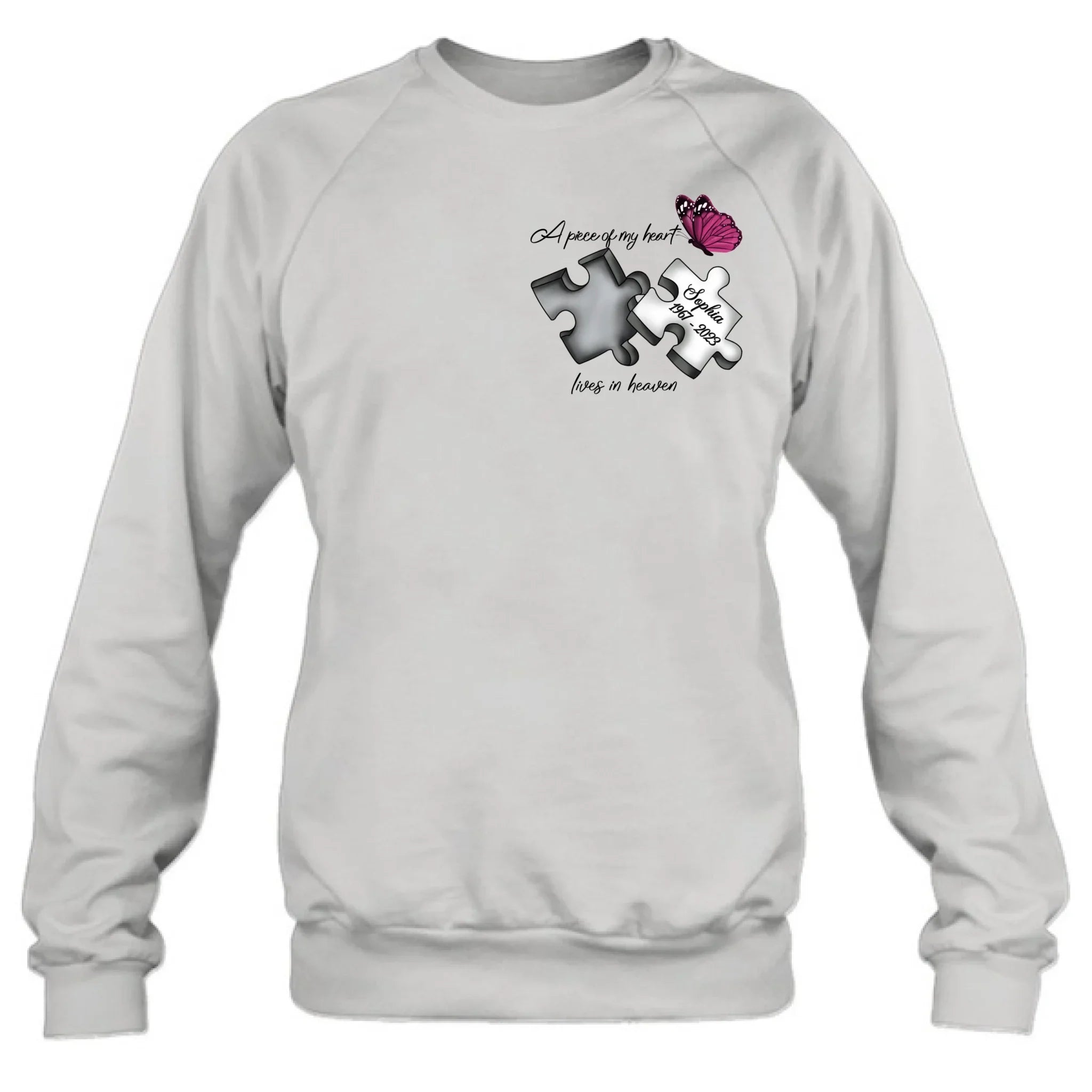 Personalized Memorial Butterfly Shirt/Hoodie - Memorial Gift Idea - A Piece Of My Heart Lives In Heaven