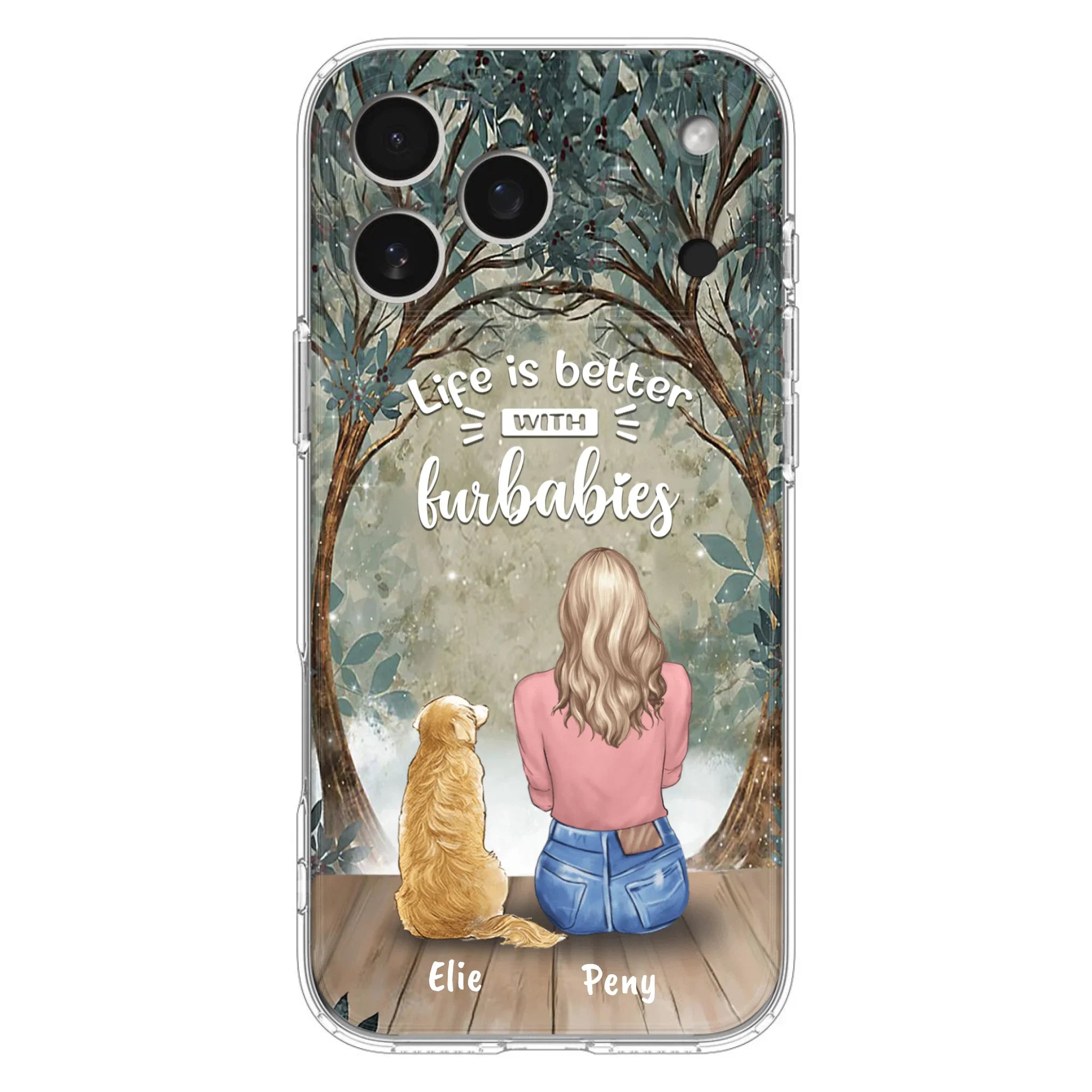 Custom Personalized Pet Mom Phone Case - Girl With Upto 5 Pets - Life Is Better With Furbabies -Phone Case For iPhone And Samsung