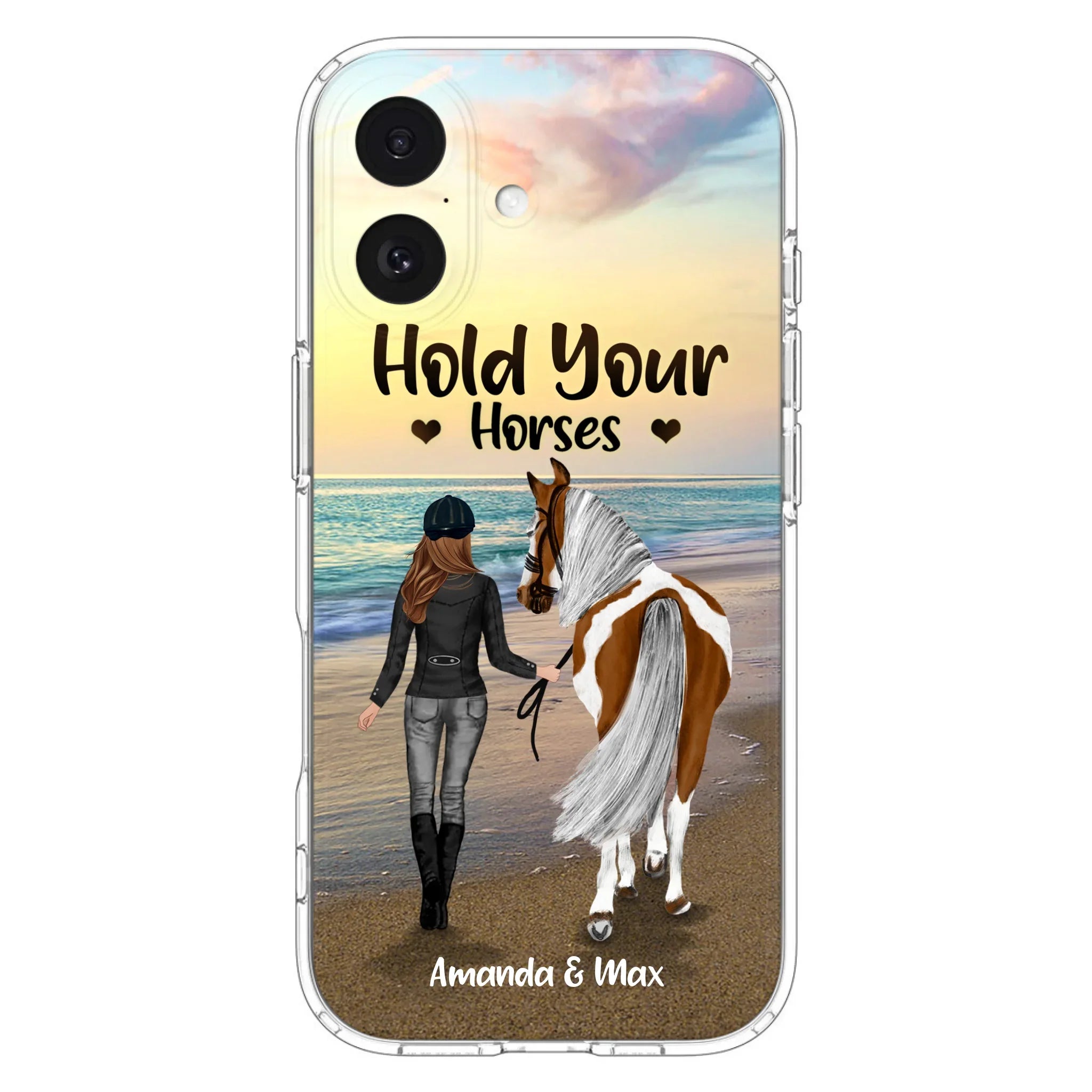 Personalized Horse Girl Phone Case - Girl with up to 2 Horses - Four Feet Move My Soul - QX6ZS1