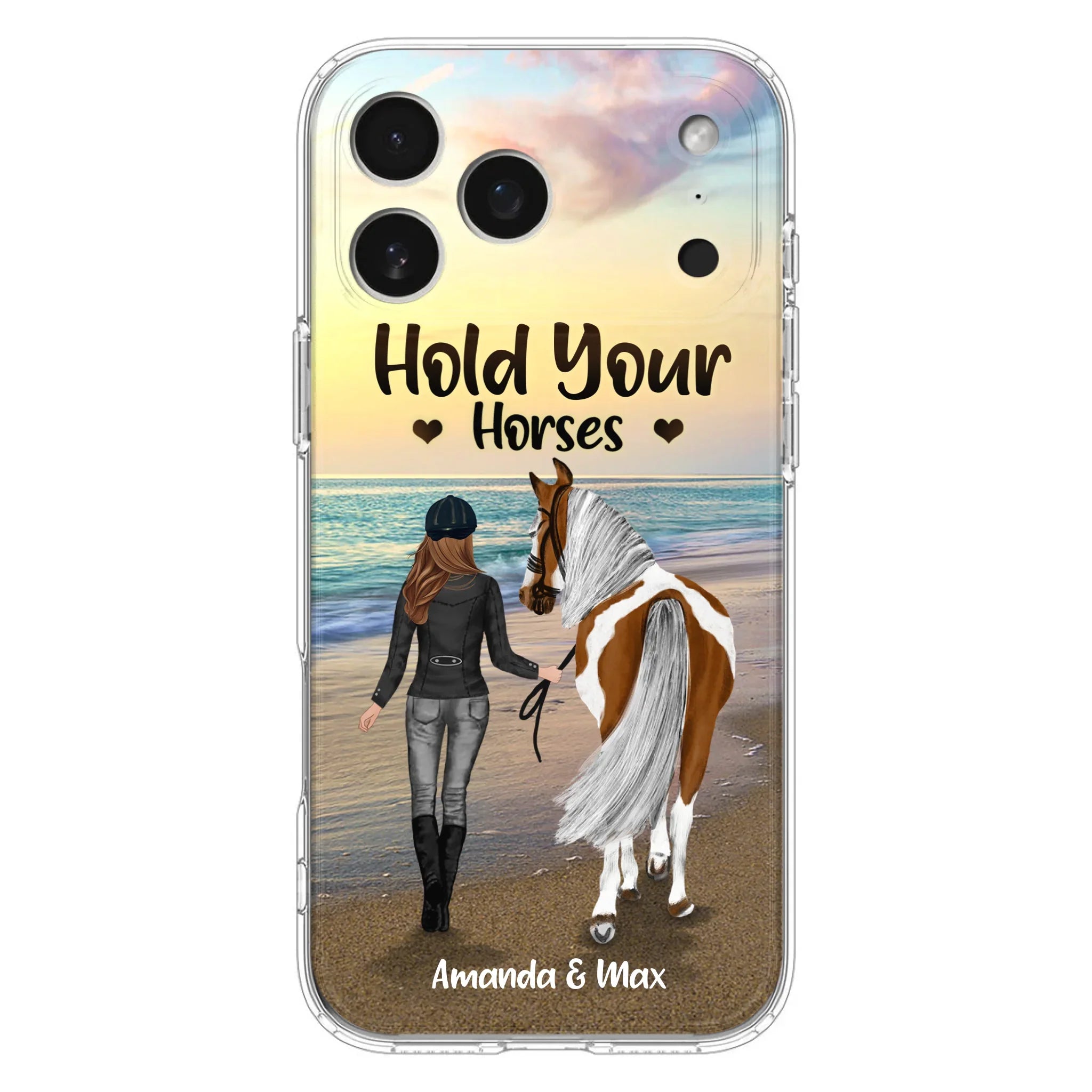Personalized Horse Girl Phone Case - Girl with up to 2 Horses - Four Feet Move My Soul - QX6ZS1