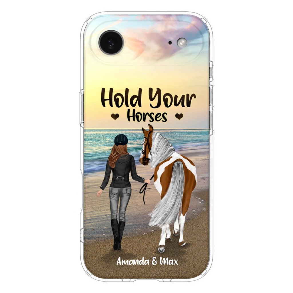 Personalized Horse Girl Phone Case - Girl with up to 2 Horses - Four Feet Move My Soul - QX6ZS1