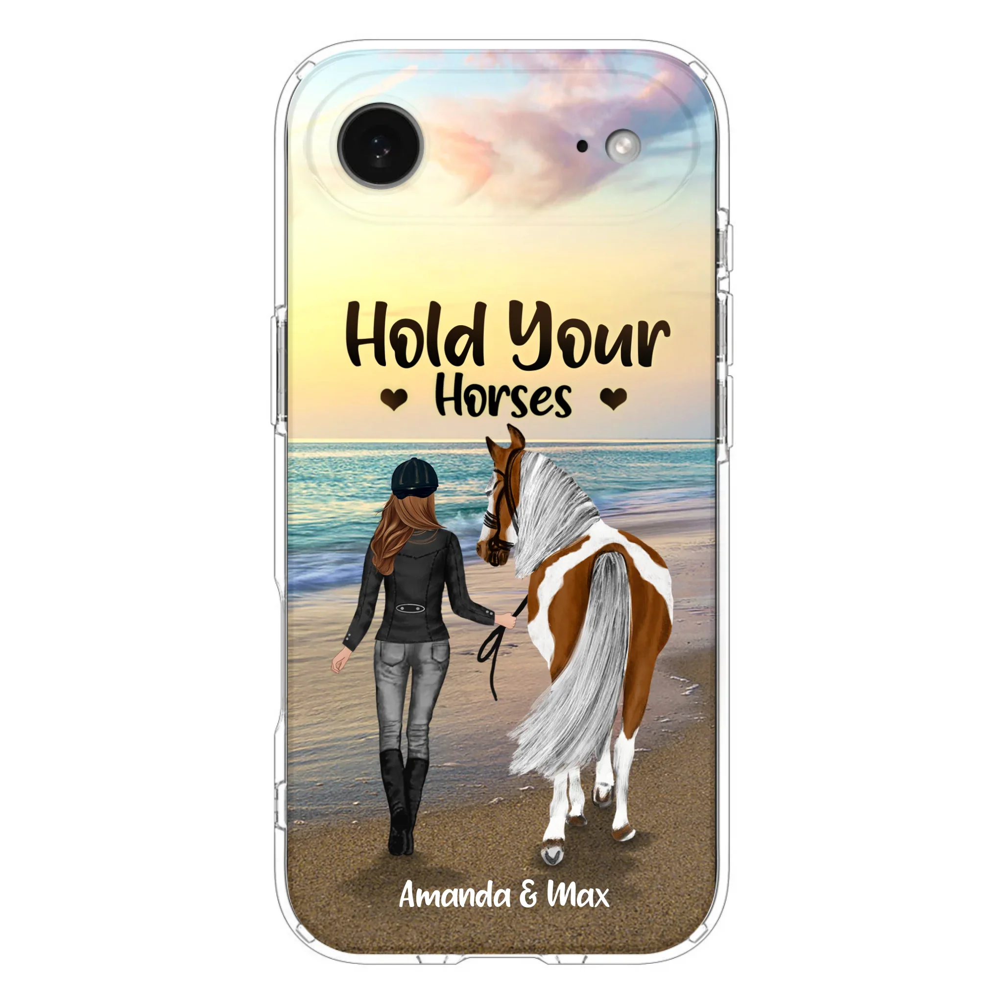 Personalized Horse Girl Phone Case - Girl with up to 2 Horses - Four Feet Move My Soul - QX6ZS1