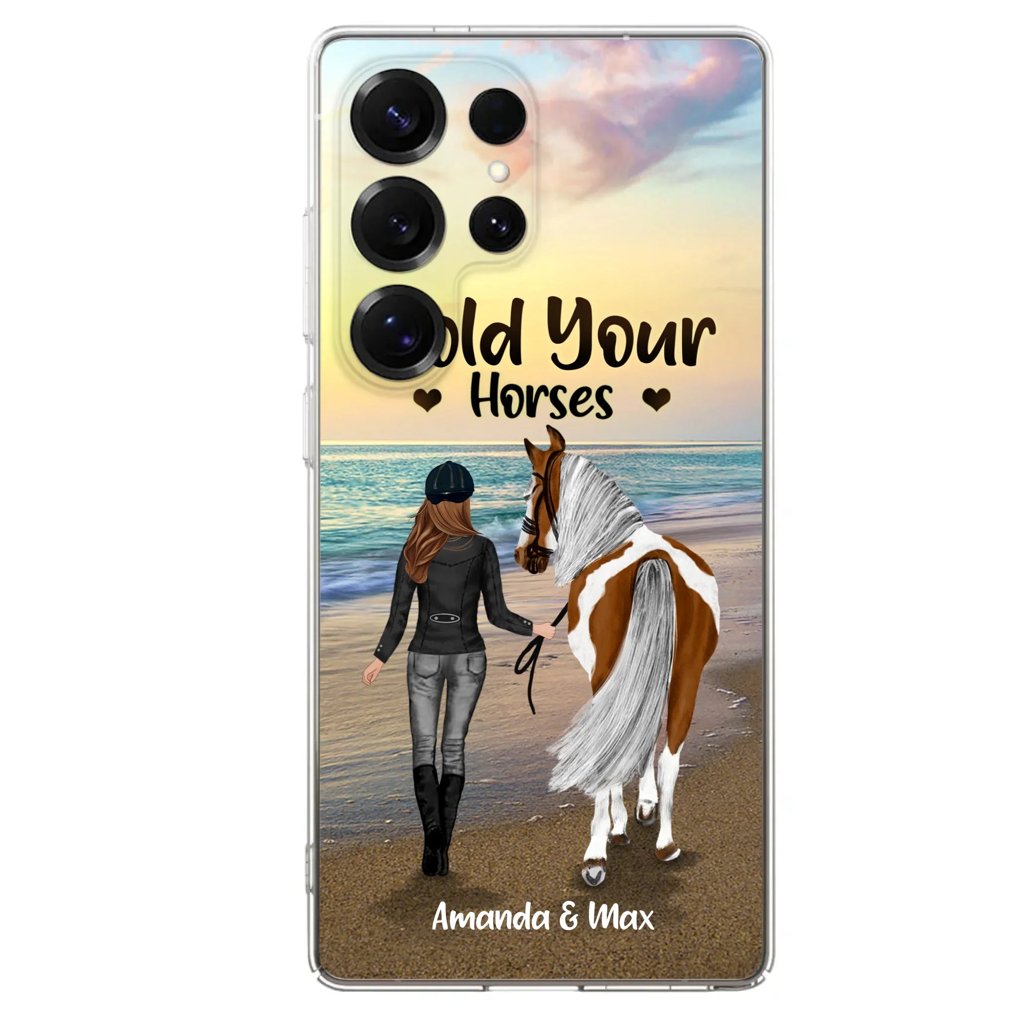 Personalized Horse Girl Phone Case - Girl with up to 2 Horses - Four Feet Move My Soul - QX6ZS1
