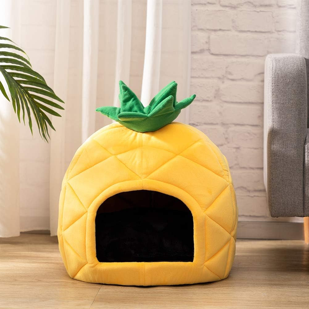 Pineapple Cat Cave Bed for Indoor Cats – Up to 15 lbs