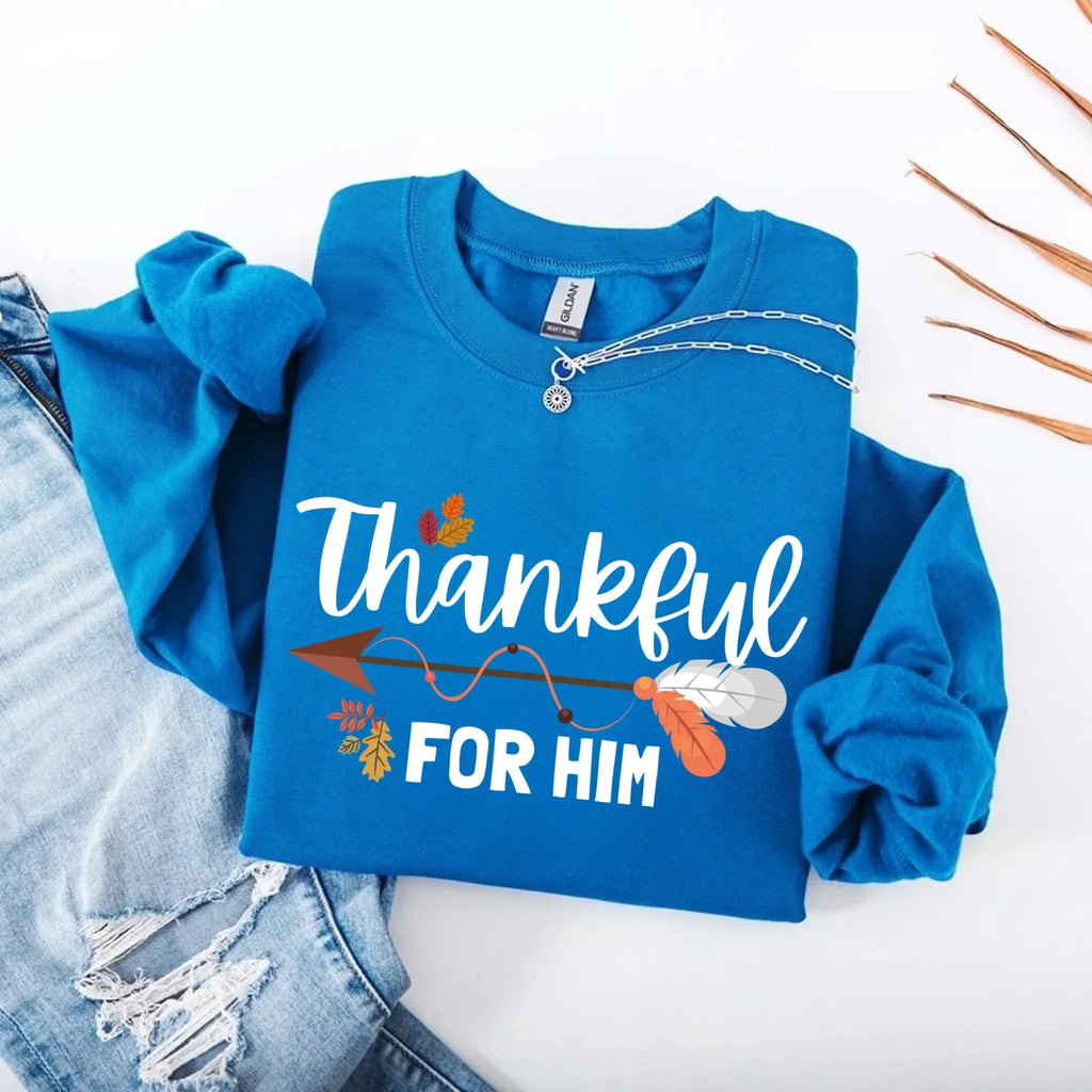 Thankful For Her/Him Valentines Couple Sweatshirt – Cute Matching Holiday Crew Neck