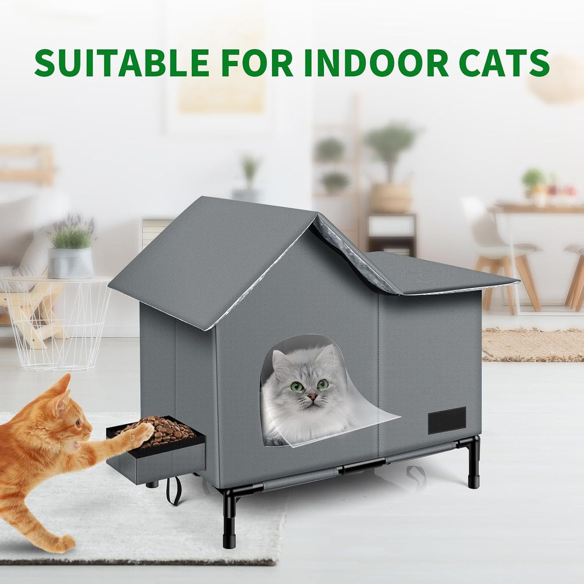 Insulated Heated Cat Shelter with Thermostatic Pad