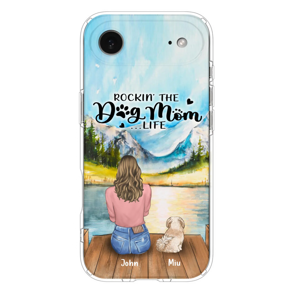 Custom Personalized Dog Mom Phone Case - Gifts For Dog Lover With Upto 7 Dogs - Rockin' The Dog Mom Life