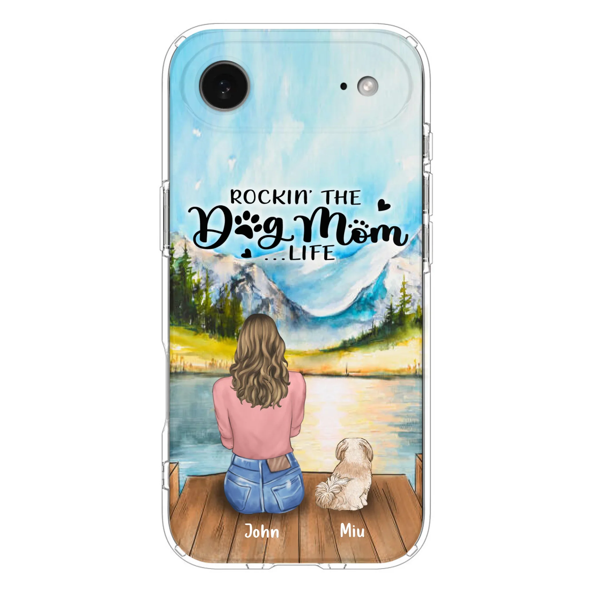 Custom Personalized Dog Mom Phone Case - Gifts For Dog Lover With Upto 7 Dogs - Rockin' The Dog Mom Life