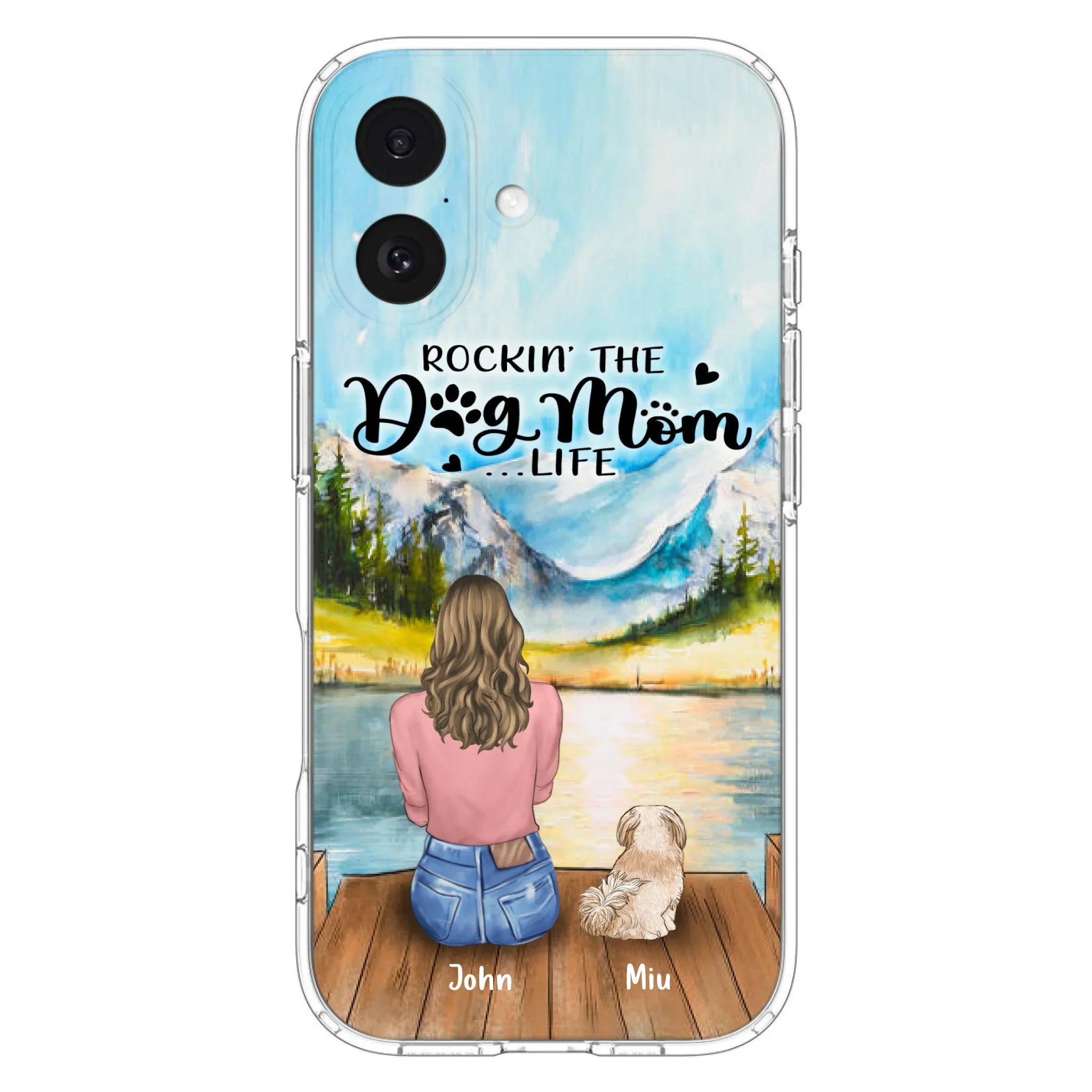 Custom Personalized Dog Mom Phone Case - Gifts For Dog Lover With Upto 7 Dogs - Rockin' The Dog Mom Life
