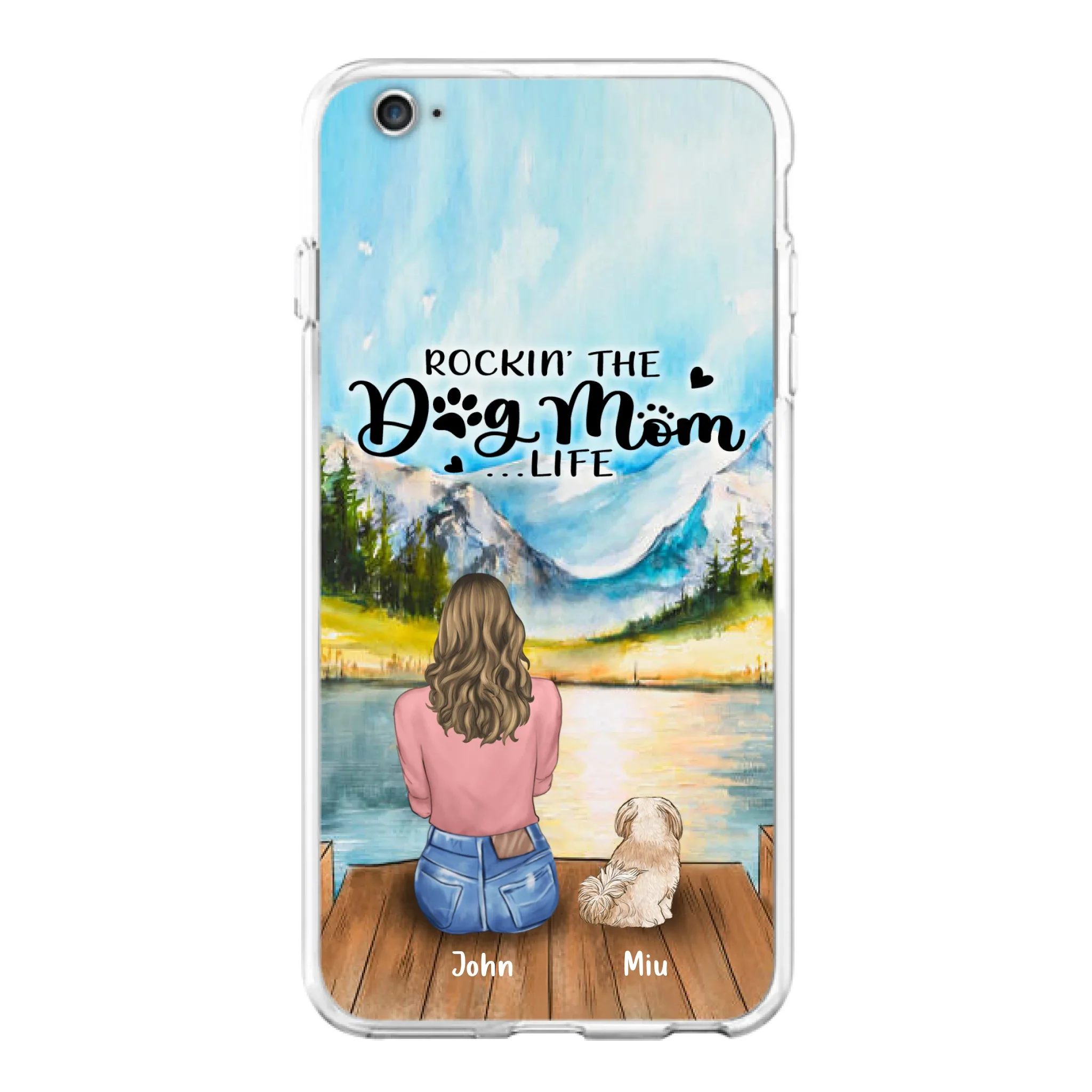Custom Personalized Dog Mom Phone Case - Gifts For Dog Lover With Upto 7 Dogs - Rockin' The Dog Mom Life