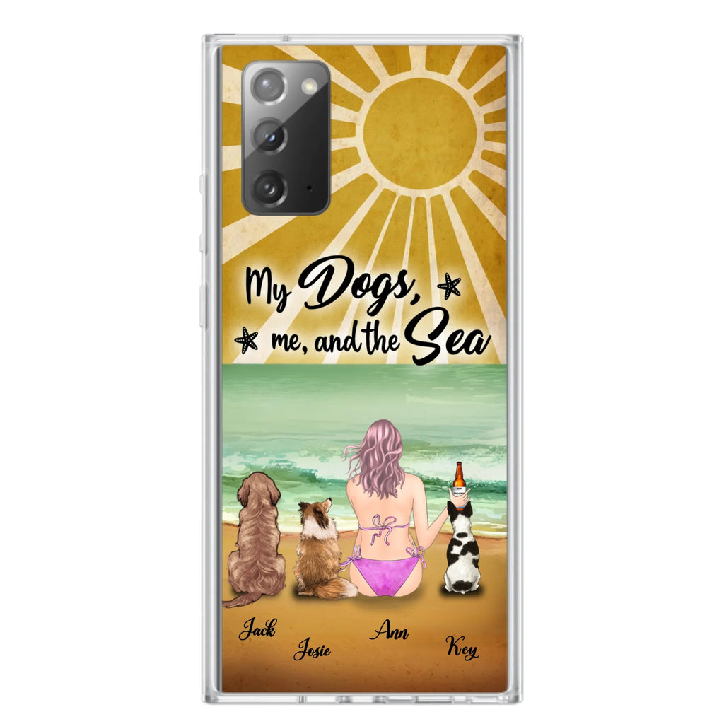 Custom Personalized Dog Mom Phone Case - Gifts For Dog Lovers With Upto 3 Dogs - My Dogs,Me And The Sea
