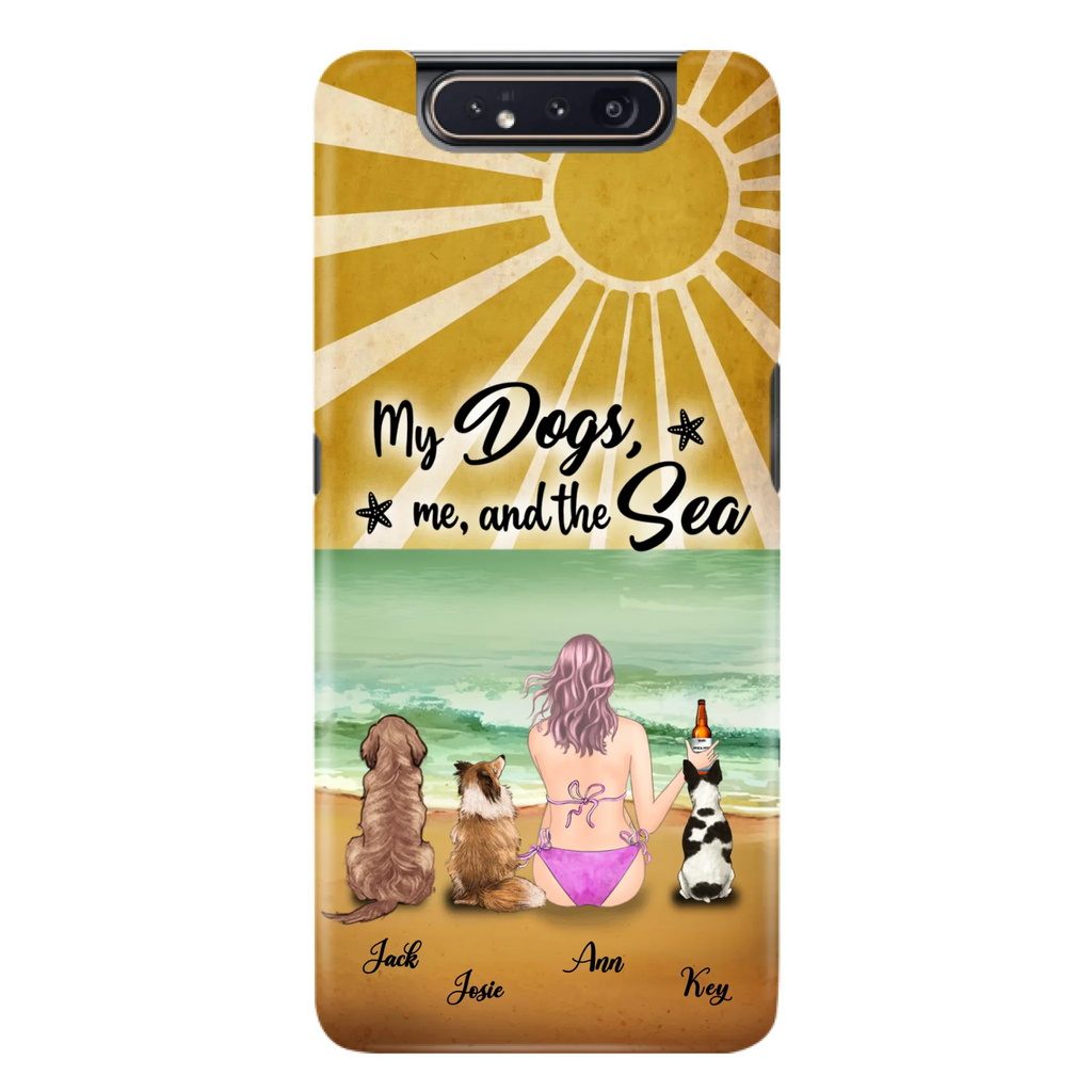 Custom Personalized Dog Mom Phone Case - Gifts For Dog Lovers With Upto 3 Dogs - My Dogs,Me And The Sea