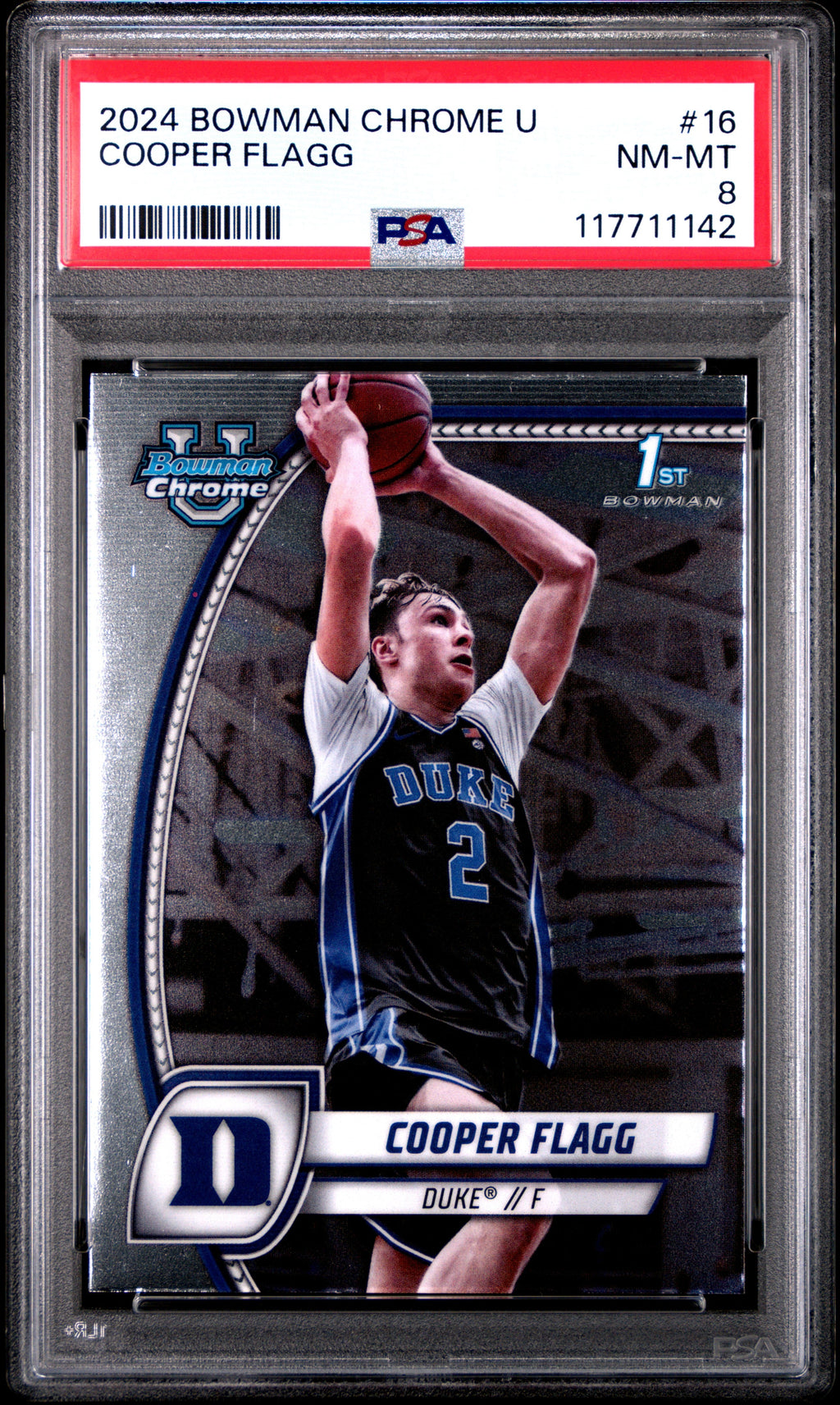 Graded 2024 Topps Bowman Chrome U Cooper Flagg #16 Rookie RC Basketball Card PSA 8 Near Mint
