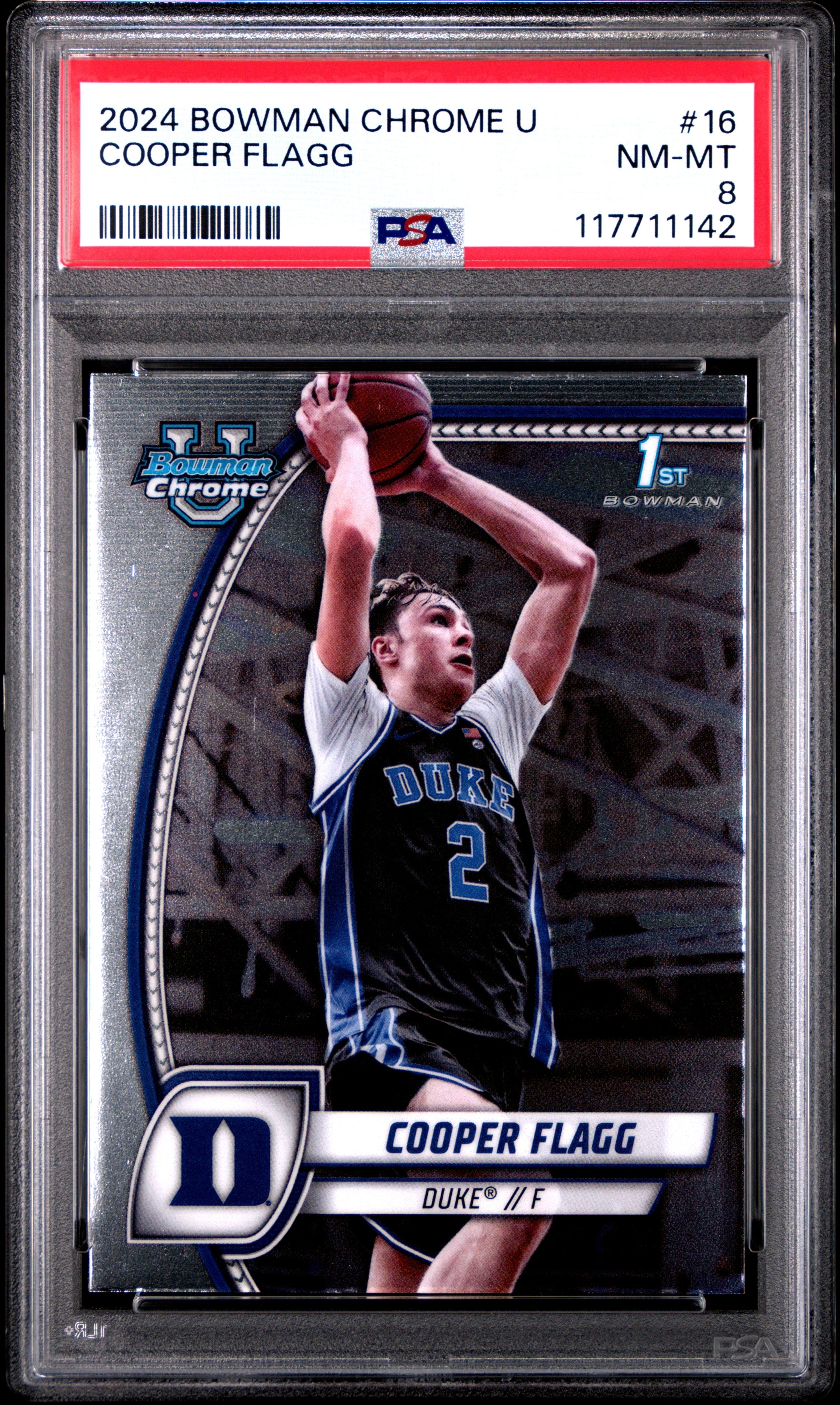 Graded 2024 Topps Bowman Chrome U Cooper Flagg #16 Rookie RC Basketball Card PSA 8 Near Mint