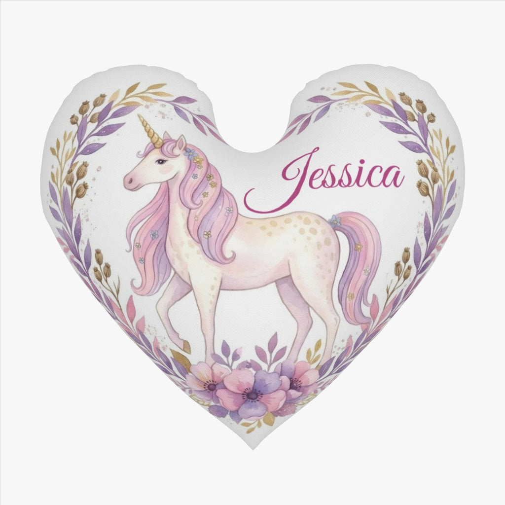 Personalized Unicorn Heart Pillow – Custom Name Gift – Cotton Filling Included