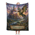 Personalized Dragon Castle Blanket – Custom Name Fantasy Throw for Boys, Girls & Dragon Lovers