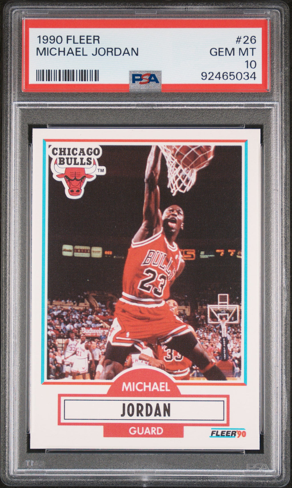 Graded 1990 Fleer Michael Jordan #26 Basketball Card PSA 10 Gem Mint