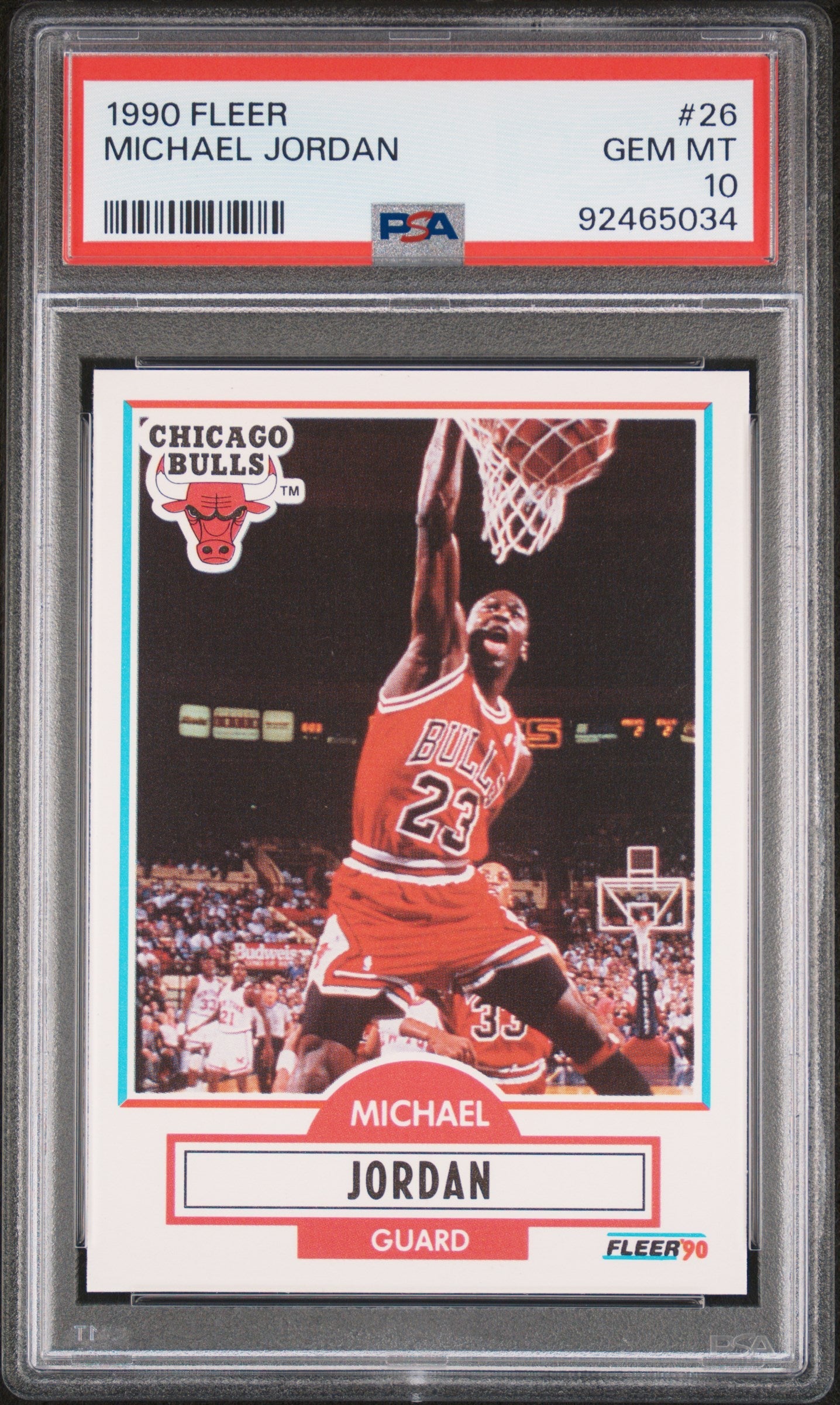 Graded 1990 Fleer Michael Jordan #26 Basketball Card PSA 10 Gem Mint