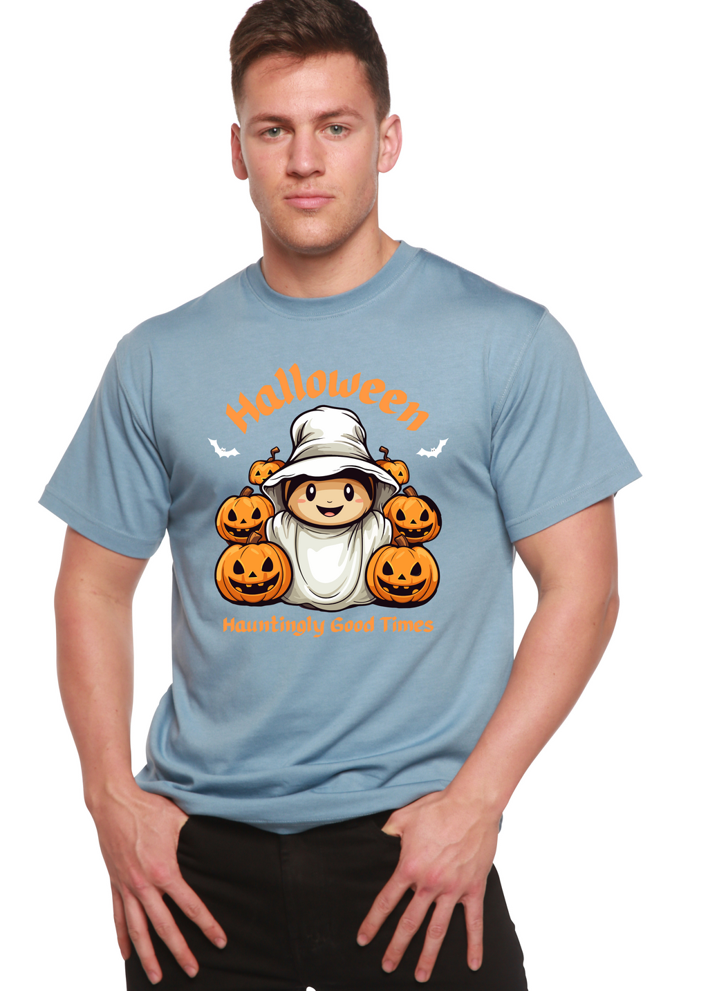 Halloween Hauntingly Good Times Day Men's Bamboo Viscose/Organic Cotton Short Sleeve Graphic T-Shirt