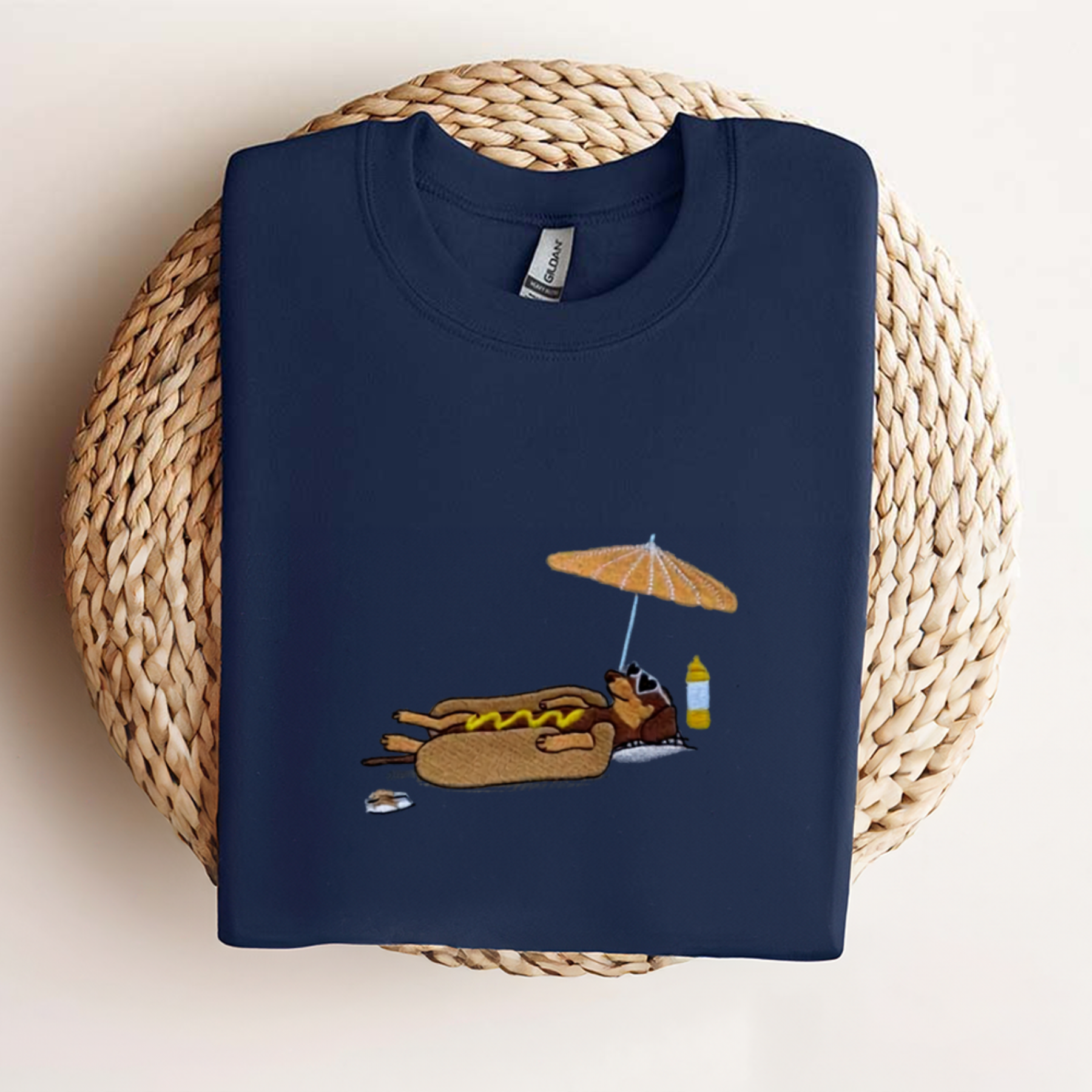 Embroidered "Hot Dog" Dachshund Beach Tee