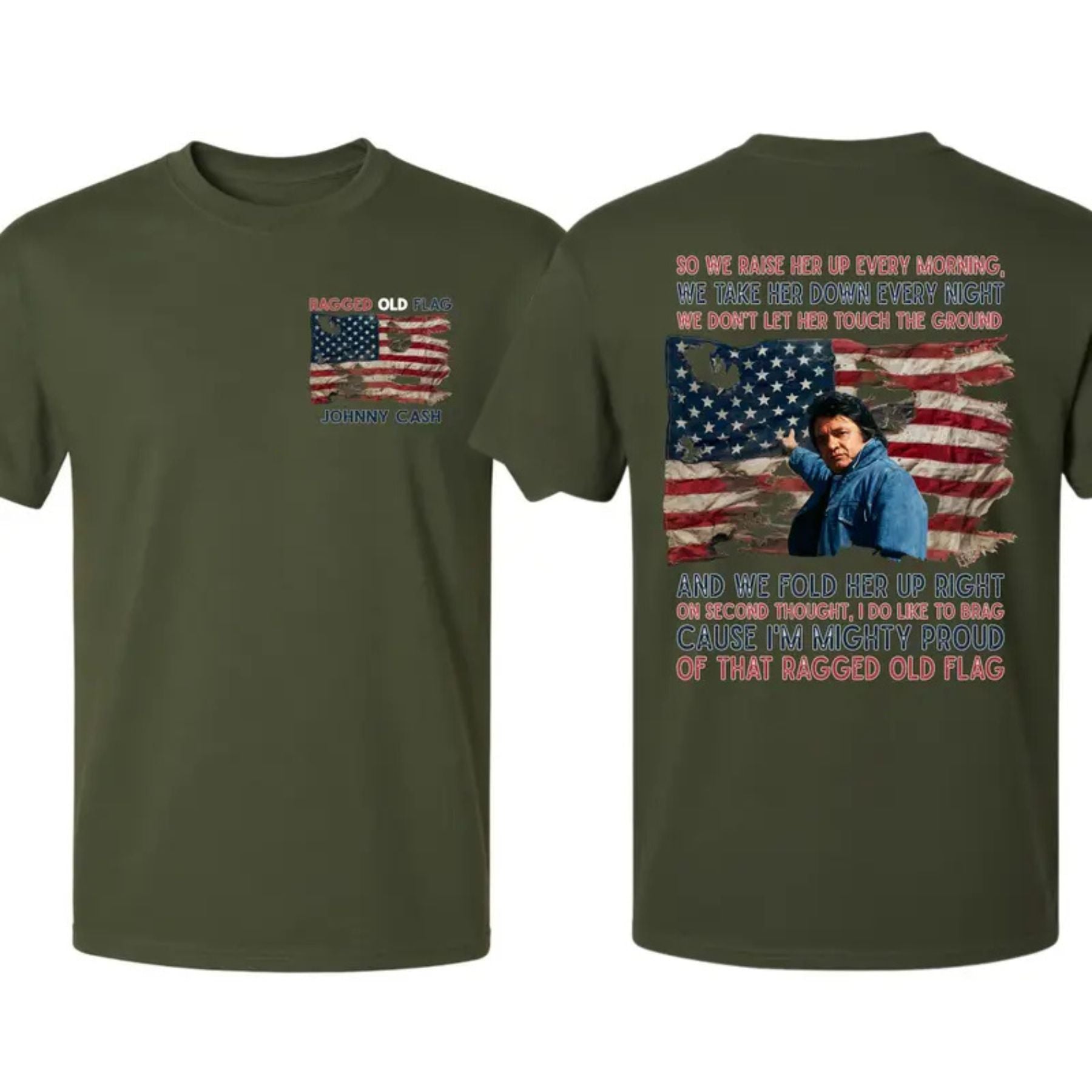 Ragged Old Flag T-Shirt – Vintage Patriotic Country Music Inspired Graphic Tee, Unisex Cotton Shirt