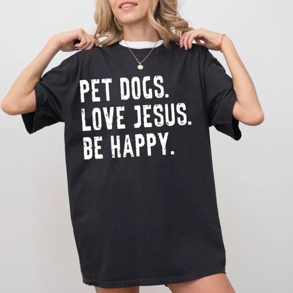 Retro Dogs And Jesus Graphic T-Shirt