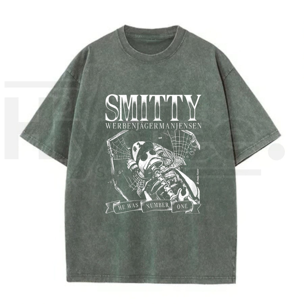 Grunge Bone Art Number One Graphic T-Shirt – Vintage Washed Y2K Streetwear Tee for Men & Women