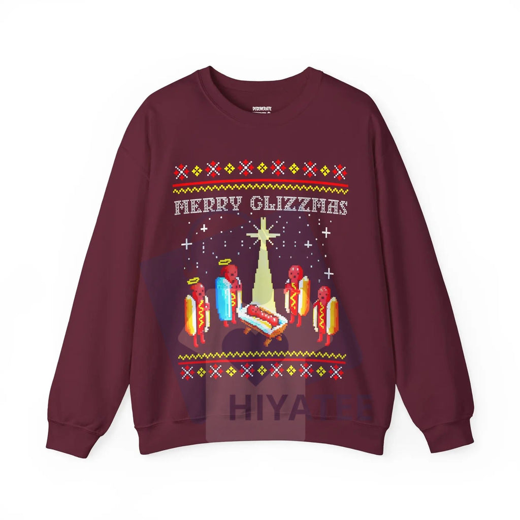 Merry Glizzmas Christmas Sweatshirt: Funny Ugly Christmas Sweater Glizzy Holiday Shirt Gift, Meme Crewneck