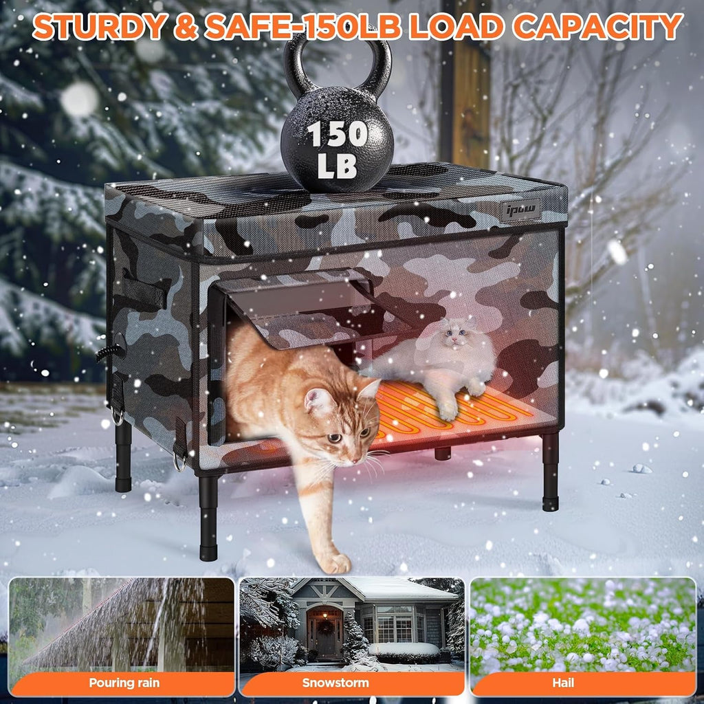 Heated Outdoor Cat House Waterproof Insulated Shelter Medium XL