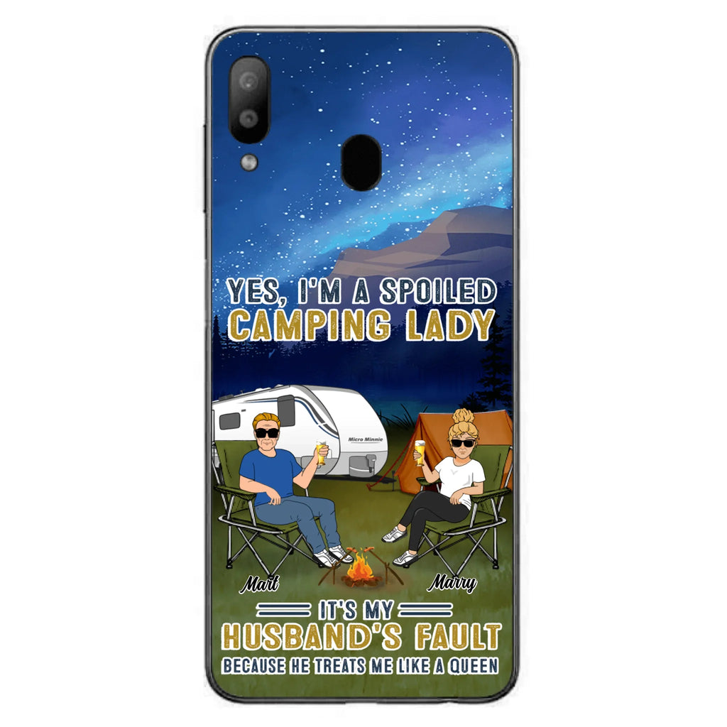 Custom Personalized Husband And Wife Camping Phone Case - Gift Idea For Camping Couple - Yes, I'm A Spoiled Camping Lady - Case For iPhone And Samsung