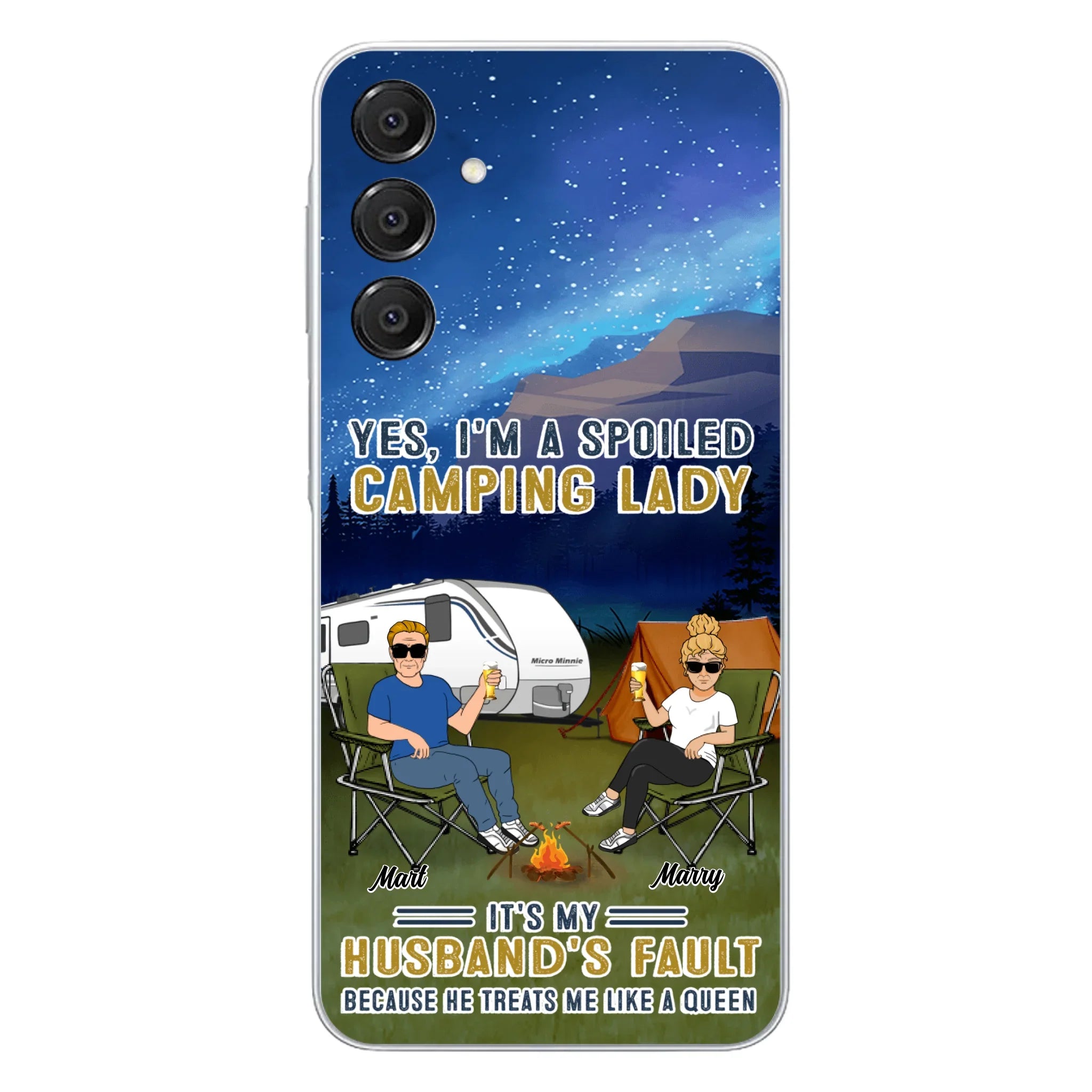 Custom Personalized Husband And Wife Camping Phone Case - Gift Idea For Camping Couple - Yes, I'm A Spoiled Camping Lady - Case For iPhone And Samsung